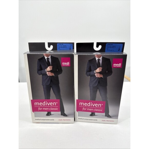 NEW MEDIVEN Medi Compression Socks Mens Tan 15-20 Size IV Calf Standard Lot Of 2 - Picture 3 of 6